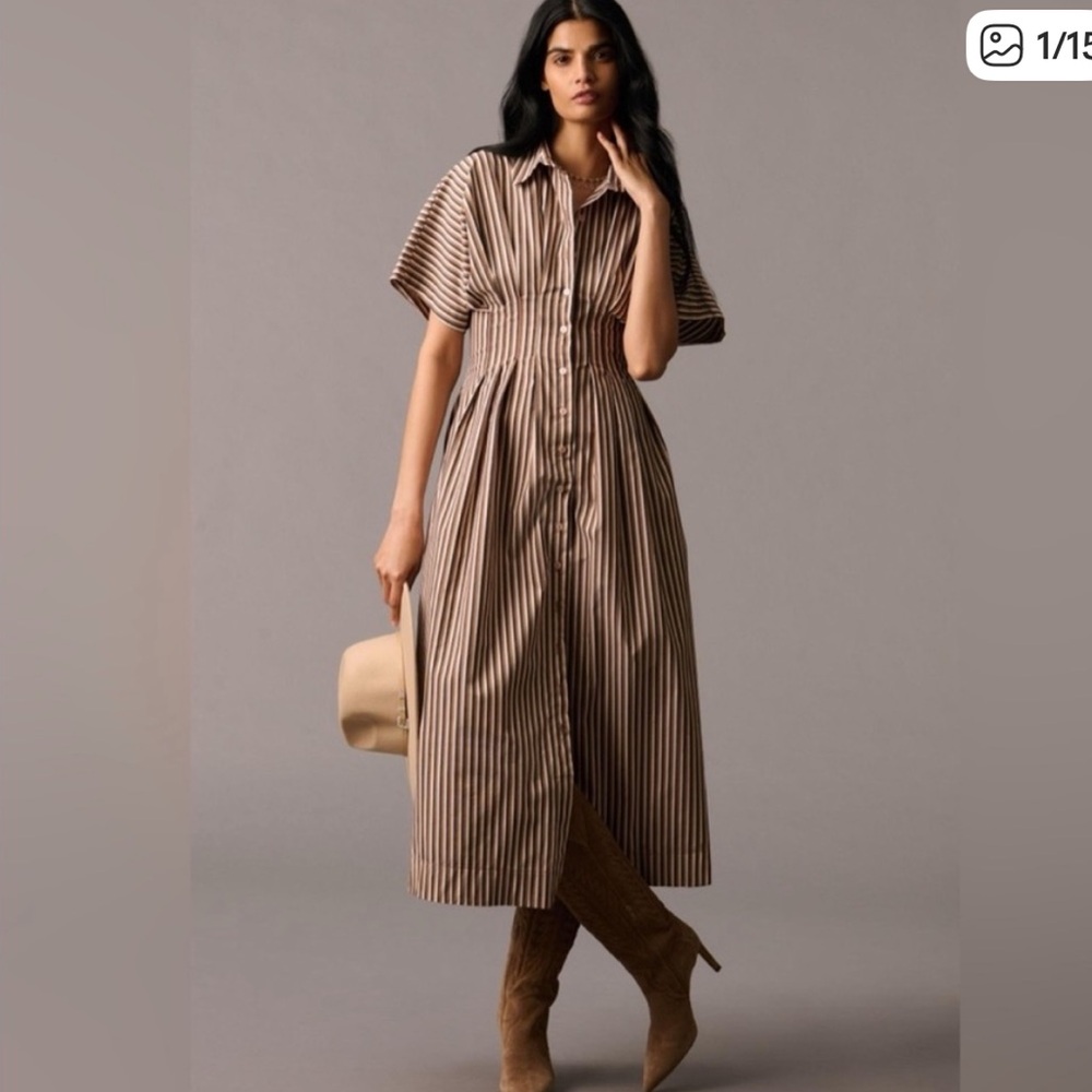 Anthropologie Exquise Tobie Striped Midi Dress Size Small